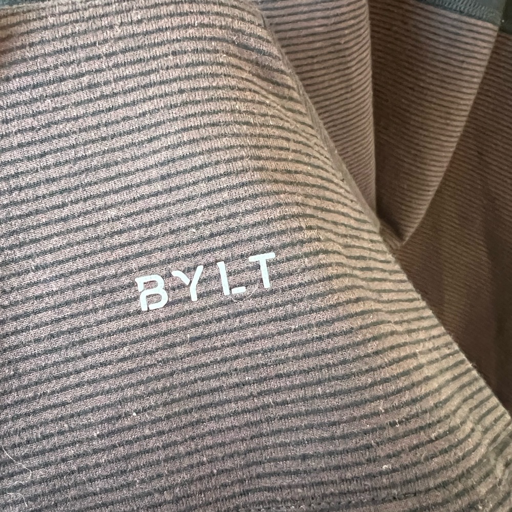 BYLT Basics Premium Crew Long Sleeve Top Striped Colorblock Performance Black - Picture 3 of 5
